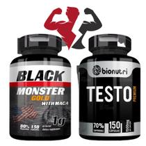 Combo Testo Premium 1500mg mais Black Monster 1g 150 Cáps Pré e Pós Treino Natural - Bionutri