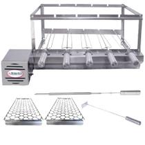 Combo Tradicional Brasa Grill Gira 5 Espetos Churrasqueira Giratória Bi Volts Combo Tradicional Brasa Grill Gira 5 Espetos Churrasqueira Giratória Bi Volts
