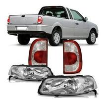 Combo Transformação Par Lanterna Traseira Cristal Saveiro G3 Para G4 + Par Farol Saveiro 2000 A 200