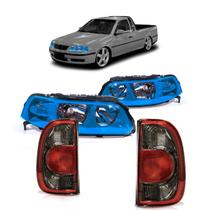 Combo Transformação Par Lanterna Traseira Fumê Saveiro G3 Para G4 Par Farol Saveiro G3 2000 2001 2002 2003 2004 A 2005
