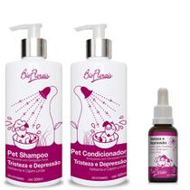 Combo tratamento floral para cachorro: Kit banho Shampoo e Condicionador, Floral veterinário Tristeza e Depressão Bioflo