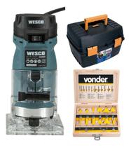 Combo Tupia 1/4 500w Ws5047 + Fresas Com Maleta Wesco Vonder