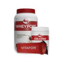 COMBO VITAFOR Whey Fort 3W 900g, Creatine 300g e Coqueteleira