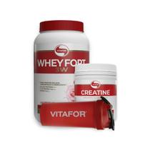 COMBO VITAFOR Whey Fort 3W 900g, Creatine 300g e Coqueteleira