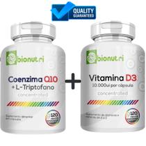 Combo Vitamina D310.000ui Por Capsula mais Coenzima Q10 + L-triptofano 500mg Puro Premium - bionutri