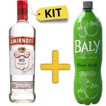 Combo Vodka Smirnoff 1 litro com 1 energético Baly Maçã Verde 2 litros