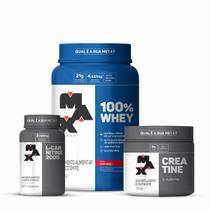 Combo Whey 100% 900g, Creatina Monohidratada 150g e L-Carnetine 60 Cápsulas - Max Titanium