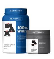 COMBO WHEY 100% 900G pote + CREATINA 300G - MAX TITANIUM