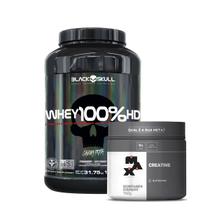 Combo Whey 100% HD Pote 900g BlackSkull e Creatina Monohidratada 150g Max Titanium