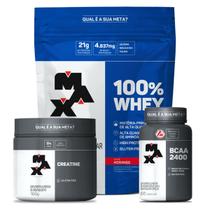 Combo Whey 900g Refil + Bcaa 60 Caps+ Creatina 100g Max Titanium