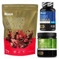 Combo Whey Basic 1Kg + Bcaa 120 Caps + Creatina 100g Growth