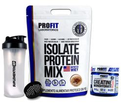 Combo Whey Isolate 1,8kg Creatina 150g Coqueteleira Profit