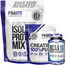 Combo Whey Isolate Protein Mix 900g + Creatina Pura 250g + Bcaa 60 Tablets - Profit Combo Whey Isolate Protein Mix 900g + Creatina Pura 250g + Bcaa 60 Tablets - Profit