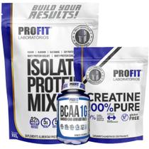 Combo Whey Isolate Protein Mix 900g + Creatina Pura Monohidratada 250g + Bcaa 60 Tablets - Profit