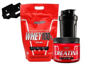 Combo Whey Protein 100% Creatina Shaker Luva Integral Medica