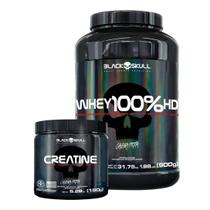 Combo Whey Protein 100% HD 900g e Creatina Monohidratada 150g - Black Skull