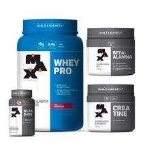 Combo Whey Protein 1kg, Beta-Alanina 150g, Creatina 100g e BCAA 60 Cápsulas - Max Titanium