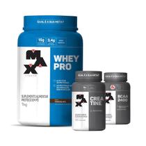 Combo Whey Protein 1kg, Creatina 120 Caps e BCAA 60 caps - Max Titanium