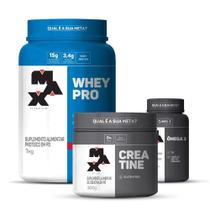 Combo Whey Protein 1kg, Creatina 300g e Omega 3 90 Cápsulas - Max Titanium