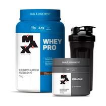 Combo Whey Protein 1kg, Creatina Monohidratada 300g e Coqueteleira - Max Titanium