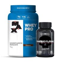 Combo Whey Protein 1kg e Cafeína Themo Flame 60 tabs - Black Skull - Definição e Massa Muscular