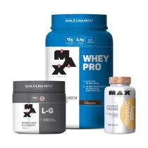 Combo Whey Protein 1kg, Glutamina 150g e Vitamina C 500mg 60 Caps - Max Titanium