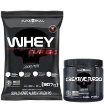 Combo Whey Protein 900g + Creatina Turbo 150g Black Skull