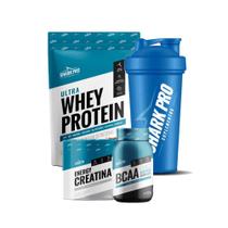 Combo Whey Protein+Creatina+Bcaa+Brinde - Shark Pro