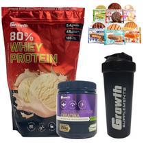 Combo Whey Protein + Creatina + Coqueteleira + Cookies - Growth Supplements