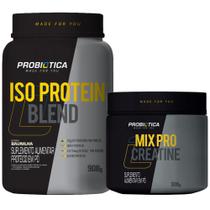 Combo Whey Protein Iso Blend 900g e Creatina Mix 300g - Probiótica - Massa Muscular