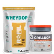 Combo Wheydop 3W 900g + creatina 100% monohidratada 300g Elemento Puro