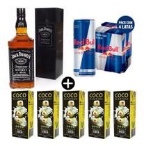 Combo Whisky Jack Daniel's 1L + 4 Red Bull + 5 Água De Coco