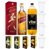 Combo Whisky Red Label 1L + Energetico Vibe + 4 Gelo De Coco