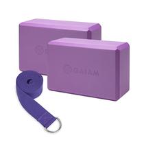 Combo Yoga Block/Strap Gaiam Essentials Deep Purple, 2 unidades