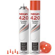 Combustível de Butano NEON 2x420ml Ultra Refinado com Adaptadores Combustível de Butano NEON 2x420ml Ultra Refinado com Adaptadores