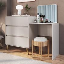 Cômda Infantil Curve 3 Gavetas com Espelho Bege Dunas - Completa Móveis