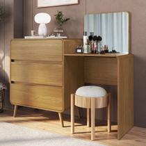 Cômda Infantil Curve 3 Gavetas com Espelho Carvalho Xingu - Completa Móveis Cômda Infantil Curve 3 Gavetas com Espelho Carvalho Xingu - Completa Móveis