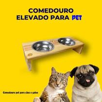 Comedor-bebedor Alto 2 Potes tam Grande - Gato E Cachorro - Pote Inox - Original Color