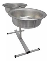 Comedor Bebedor Regulável Duplo Alumínio Cães Grande 1,5l