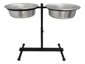 Comedor Bebedor Regulável Duplo Alumínio Cães Grande 2,5L Comedor Bebedor Regulável Duplo Alumínio Cães Grande 2,5L