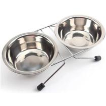 Comedor Elevado Vasilha Dupla Ração Água Suspenso Inox