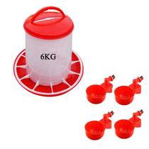 Comedouro 6 kg 4 Bebedouro Copo Galinha Pinto Codorna Aves