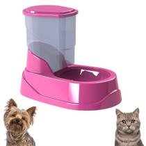 Comedouro Alimentador Automático para Cães e Gatos Dosador 500g Rosa Four Plastic