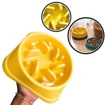 Comedouro Alimentador Lento Amarelo Cozinha De Chão Plástico Luxo