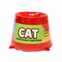 Comedouro Alto Cat Vermelho Transparente com Glitter 250ml