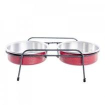 Comedouro Aramado Duplos NF Pet Vermelho