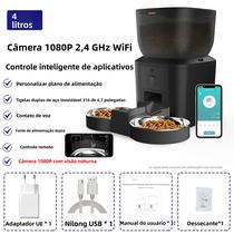 Comedouro Automático Inteligente Para Animais De Estimação Com Câmera 1080p E Controle Por Voz Para