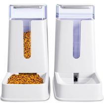 Comedouro automático para gatos e dispensador de água em conjunto de 2 pacotes de 1 galão para cães pequenos, médios e grandes, cachorros e gatinhos (brancos) Comedouro automático para gatos e dispensador de água em conjunto de 2 pacotes de 1 galão para cães pequenos, médios e grandes, cachorros e gatinhos (brancos)