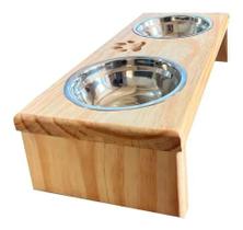 Comedouro Bebedouro Cachorro Gato Elevado 2 Tigelas Inox