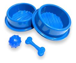 Comedouro Bebedouro Cães Anti Formigas + Bolinha + Ossinho